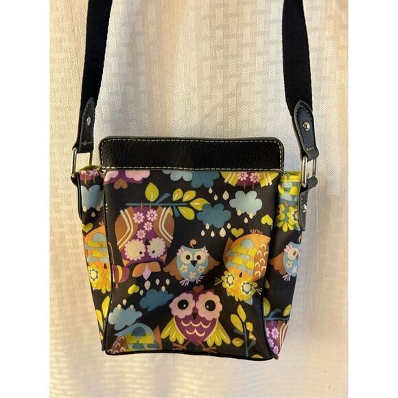 Lily bloom wallet crossbody green livings snaps Owls 8x8" with strap - Picture 4 of 9